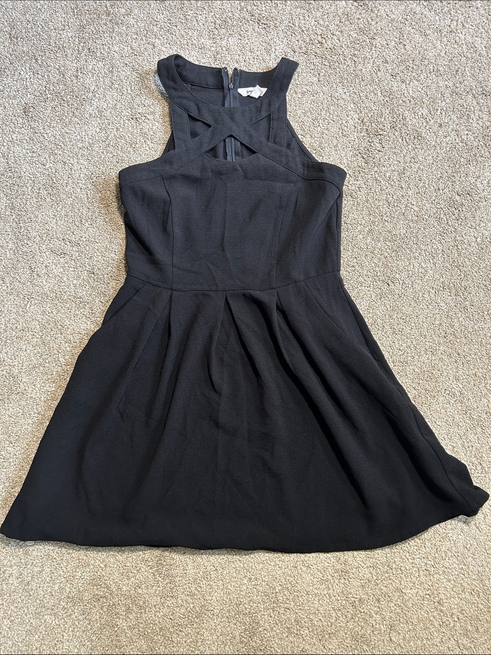 Speechless Black Crisscross Halter Fit-and-Flare Mini Dress